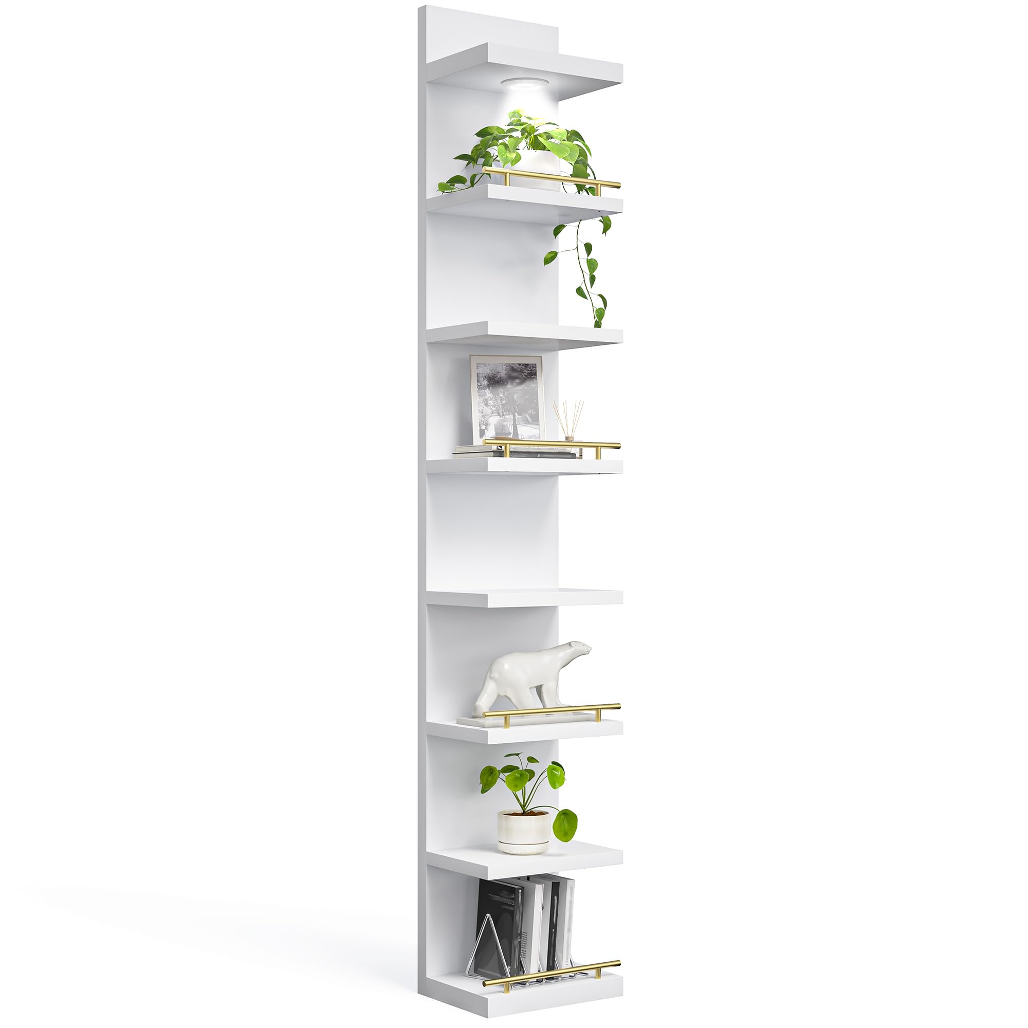 Amazon.com: DurayLoly 8 Tier Wall Shelf with LED Light White
